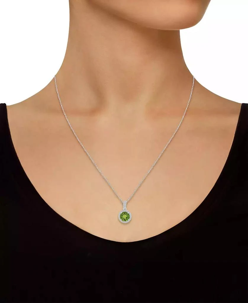 Macy's Peridot (1-1/2 ct. t.w.) and Lab Grown Sapphire (1/6 ct. t.w.) Halo Pendant Necklace in 10K White Gold 2