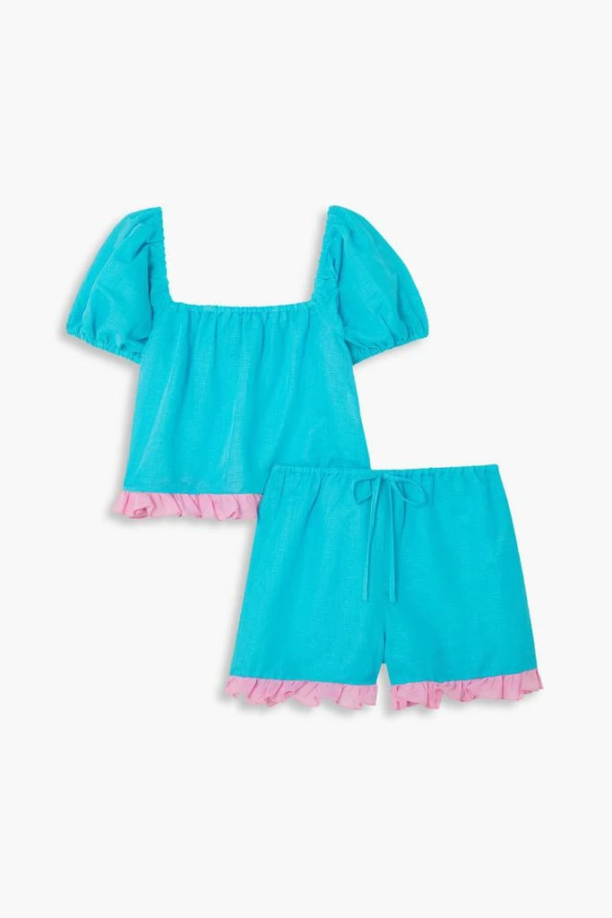 DORA LARSEN Sienna ruffed linen and cotton-blend pajama set 1