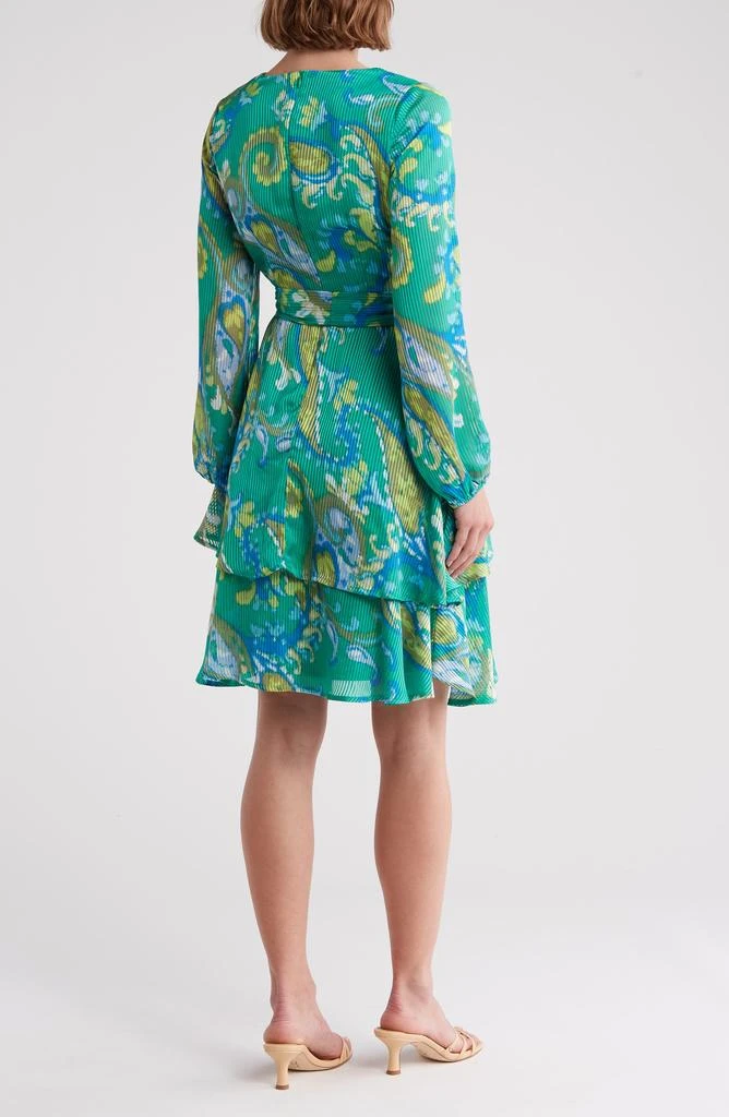 Tahari Printed Long Sleeve Faux Wrap Dress 2