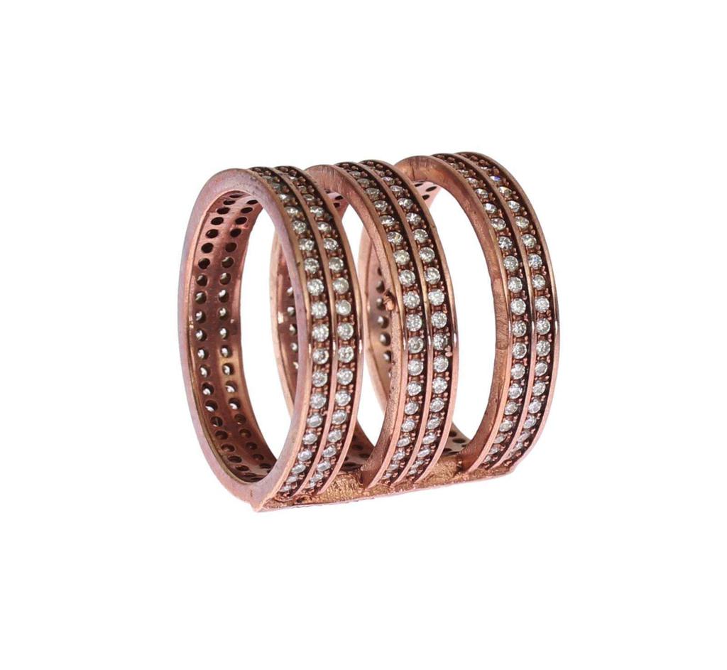 Nialaya Nialaya Gold 925 Silver Clear CZ Pink Ring