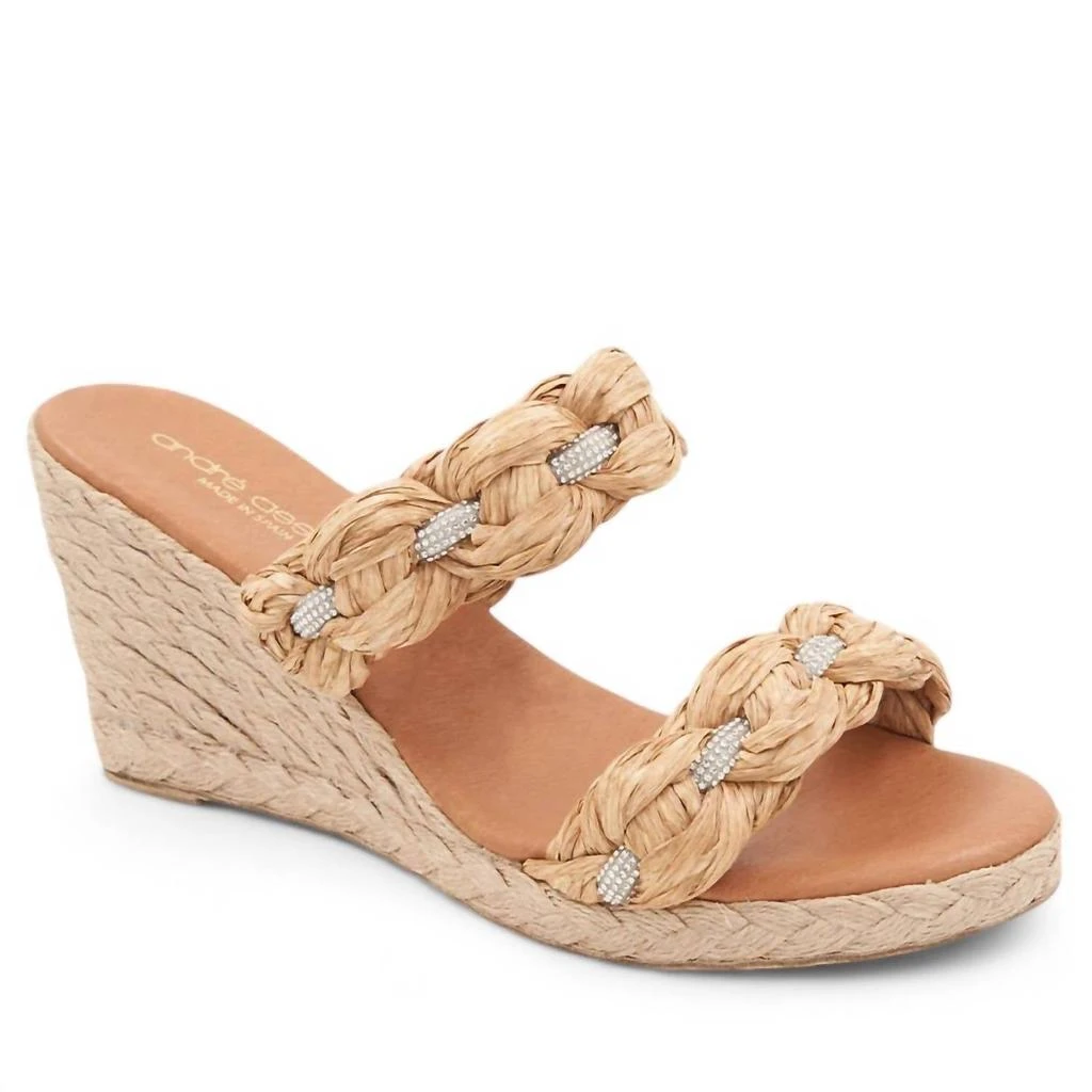 andre assous Nolita Crystal Espadrille Wedge In Platino Raffia 1