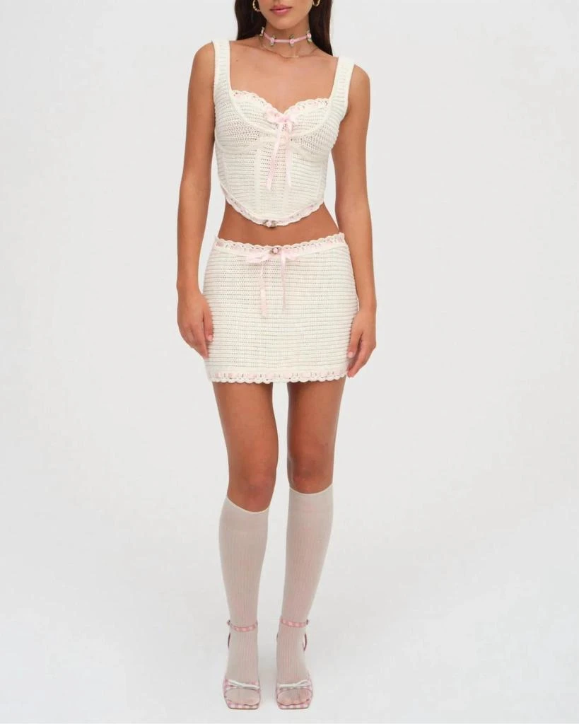 For Love & Lemons Olina Crochet Top In Cream 1