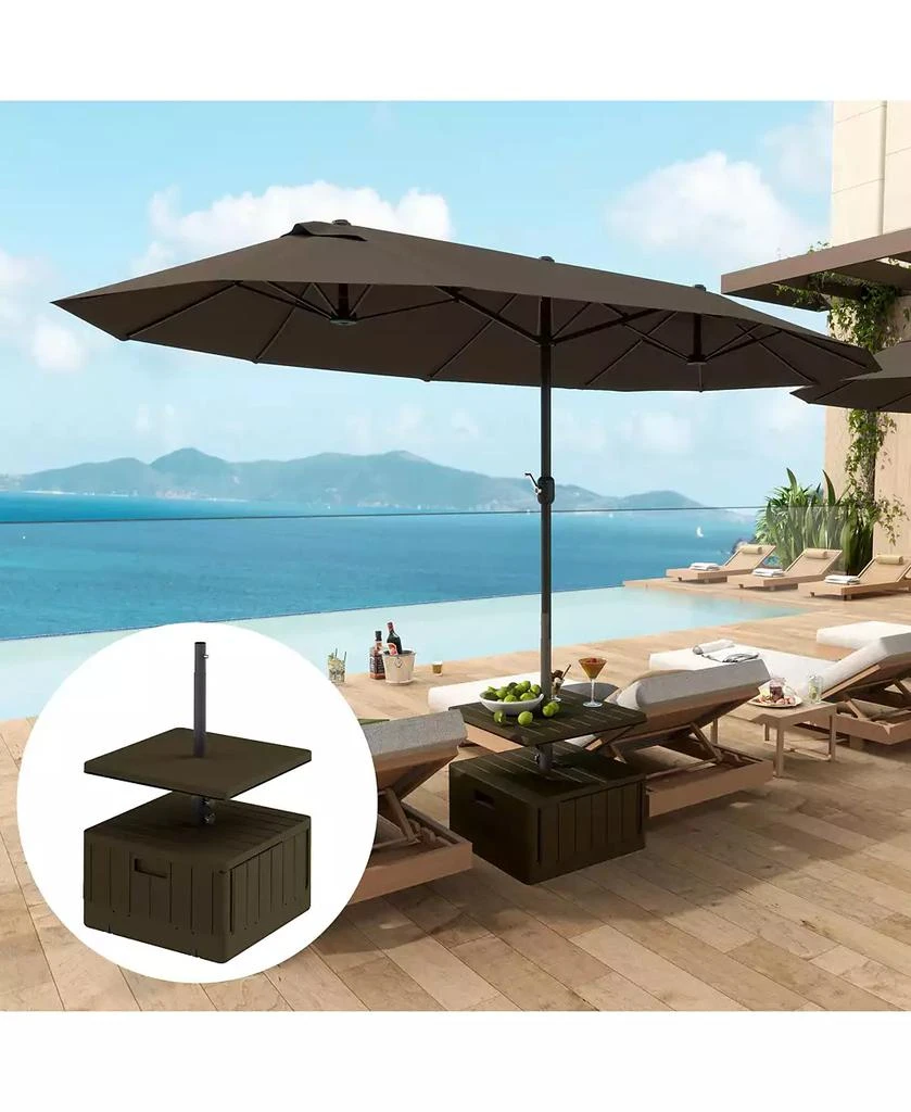 Outsunny Patio Umbrella Base with Table, Weighted Umbrella Sd, 2