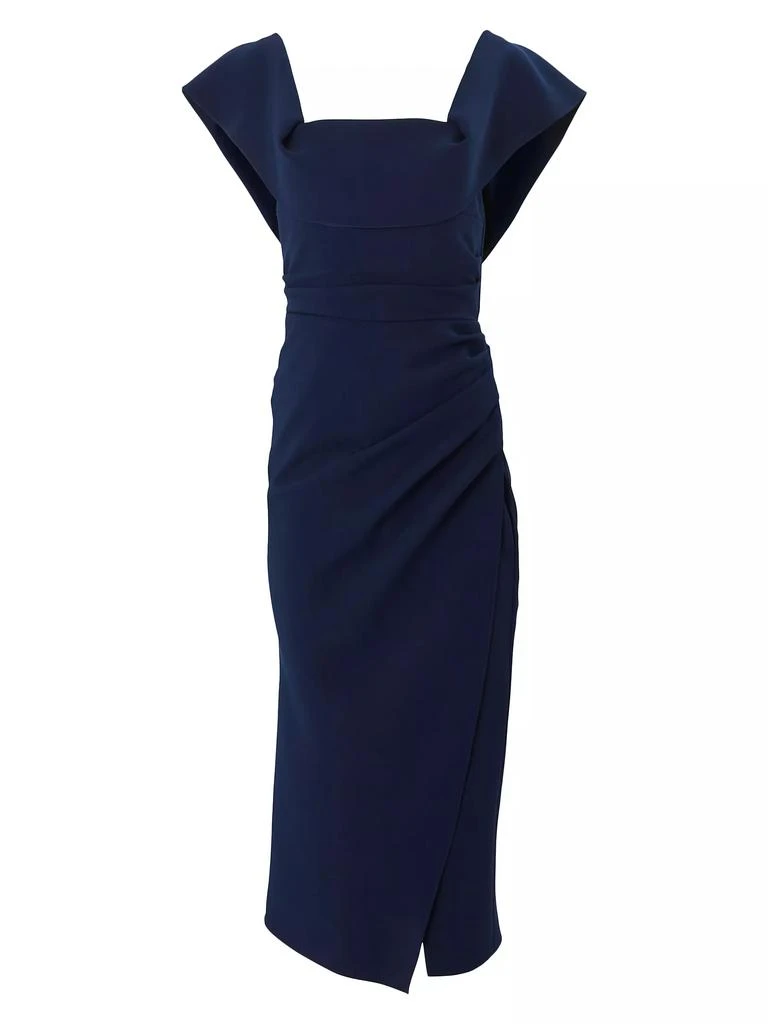 Carolina Herrera Ruched Square-Neck Midi-Dress 1