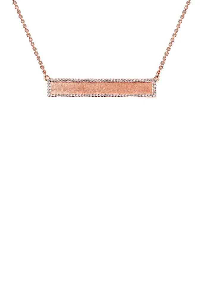 Lafonn Rose Gold Plated Sterling Silver Pavé Simulated Diamond Halo Bar Pendant Necklace
