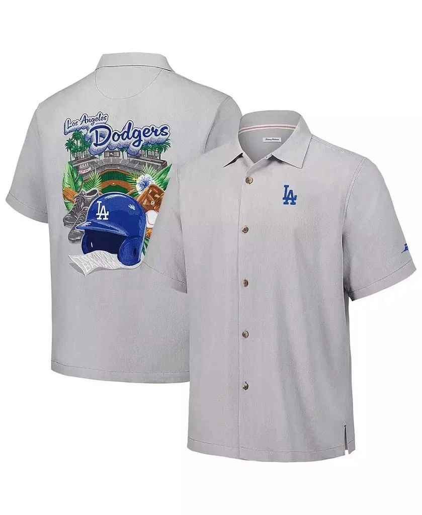 Tommy Bahama Men's Gray Los Angeles Dodgers Hit and Run Silk Camp Button-Up Shirt 1