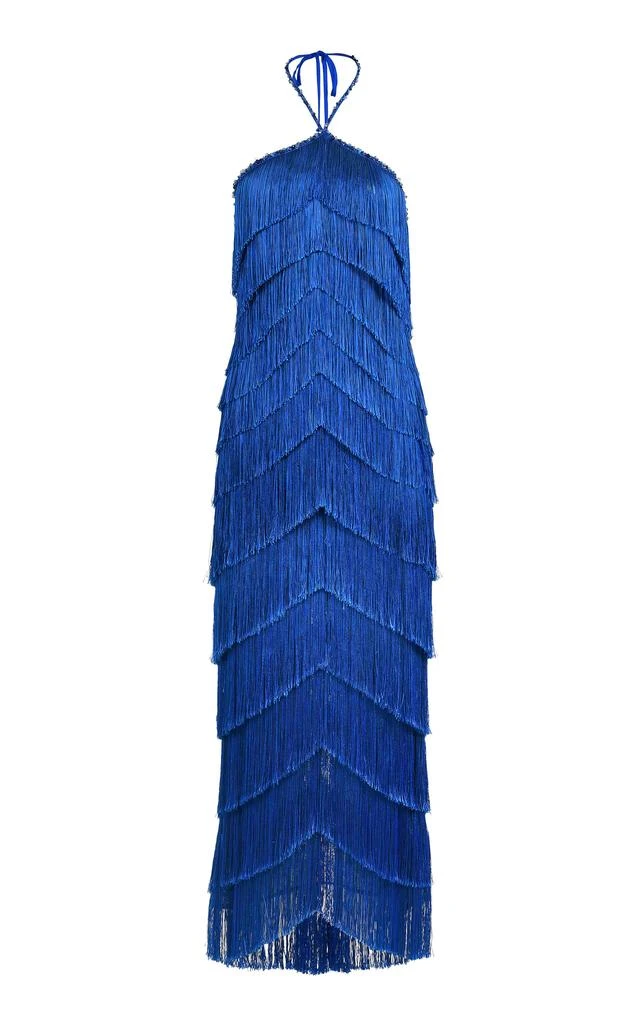 Francesca Miranda Francesca Miranda Estrella Fringed Silk-Blend Maxi Halter Dress - Moda Operandi - Blue - US US 6 Francesca Miranda Francesca Miranda Estrella Fringed Silk-Blend Maxi Halter Dress - Moda Operandi - Blue - US US 6