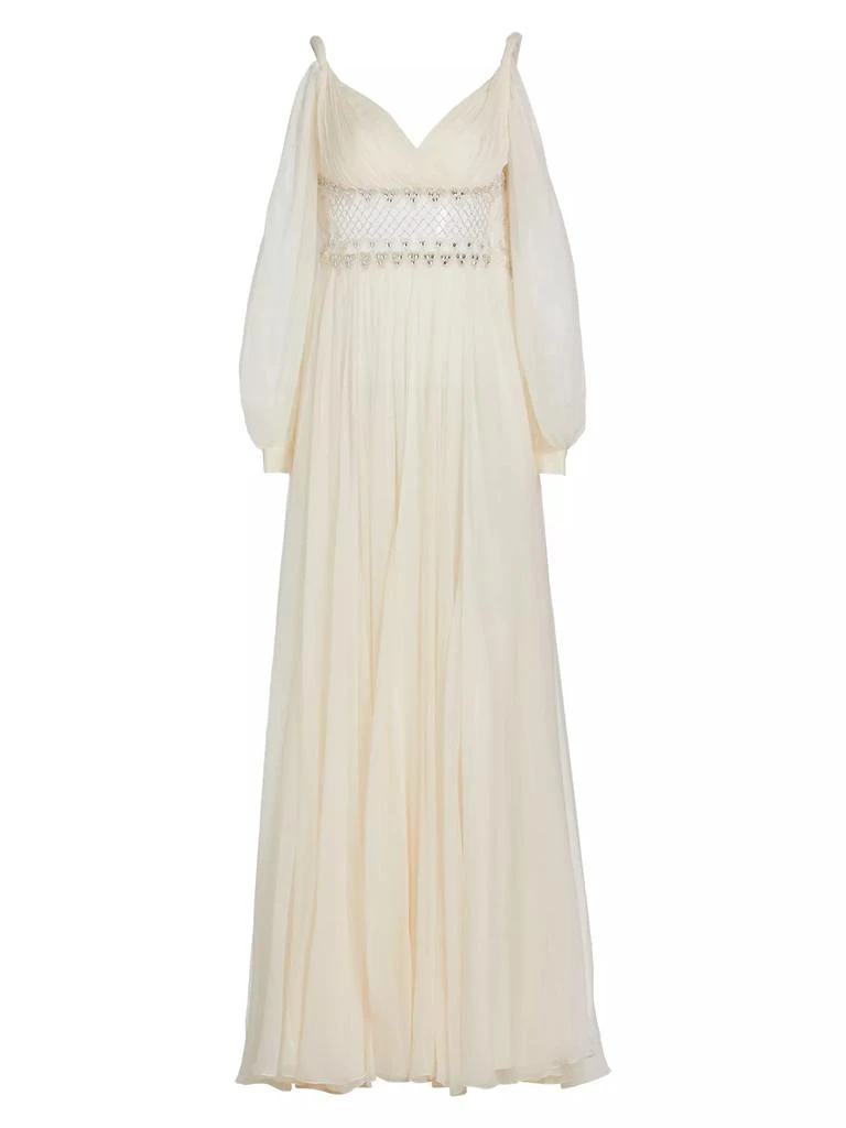 Zuhair Murad Beaded Silk Chiffon Cold-Shoulder Gown 1