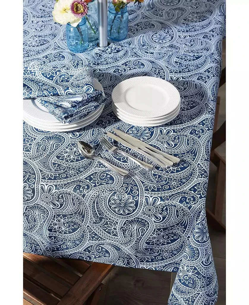 Design Imports Paisley Print Outdoor Tablecloth with Zipper, 60 Round 2