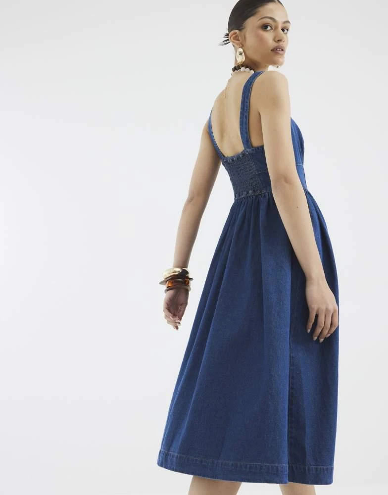 River Island River Island Denim corset midi dress in denim - dark - Dresses  & Skirts - Free Shipping - BeyondStyle