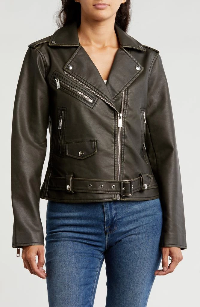 INDUSTRY REPUBLIC CLOTHING Faux Leather Moto Jacket 1