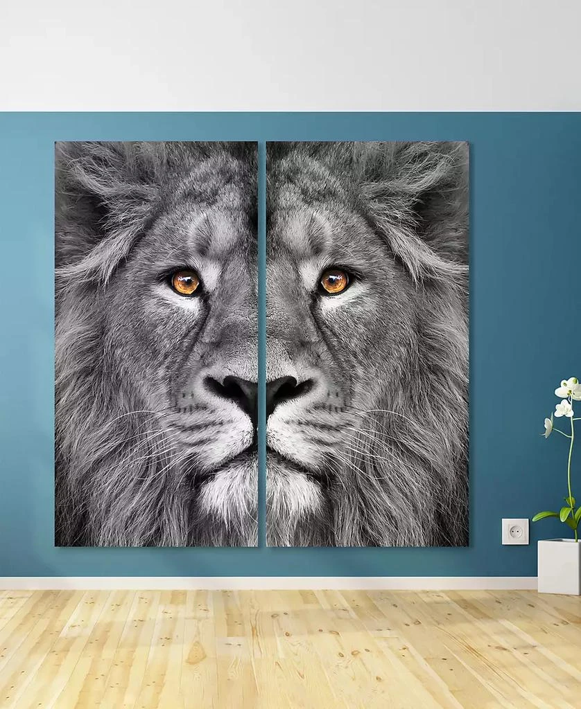 Empire Art Direct King Of The Jungle Ab Frameless Free Floating Tempered Glass Panel Graphic Wall Art, 72" x 36" x 0.2" Each 3