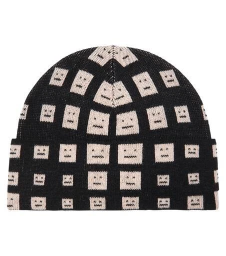 Acne Studios Face jacquard wool beanie hat 1
