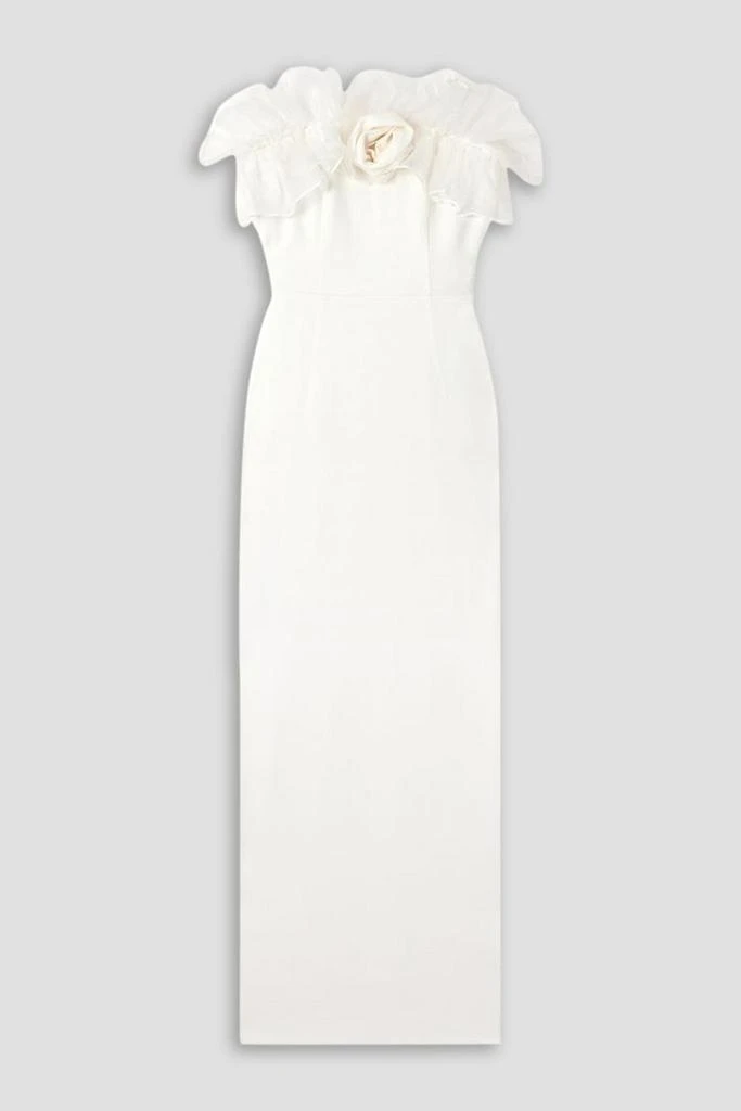 Alessandra Rich Strapless appliquéd ruffled silk organza-trimmed cady gown 1