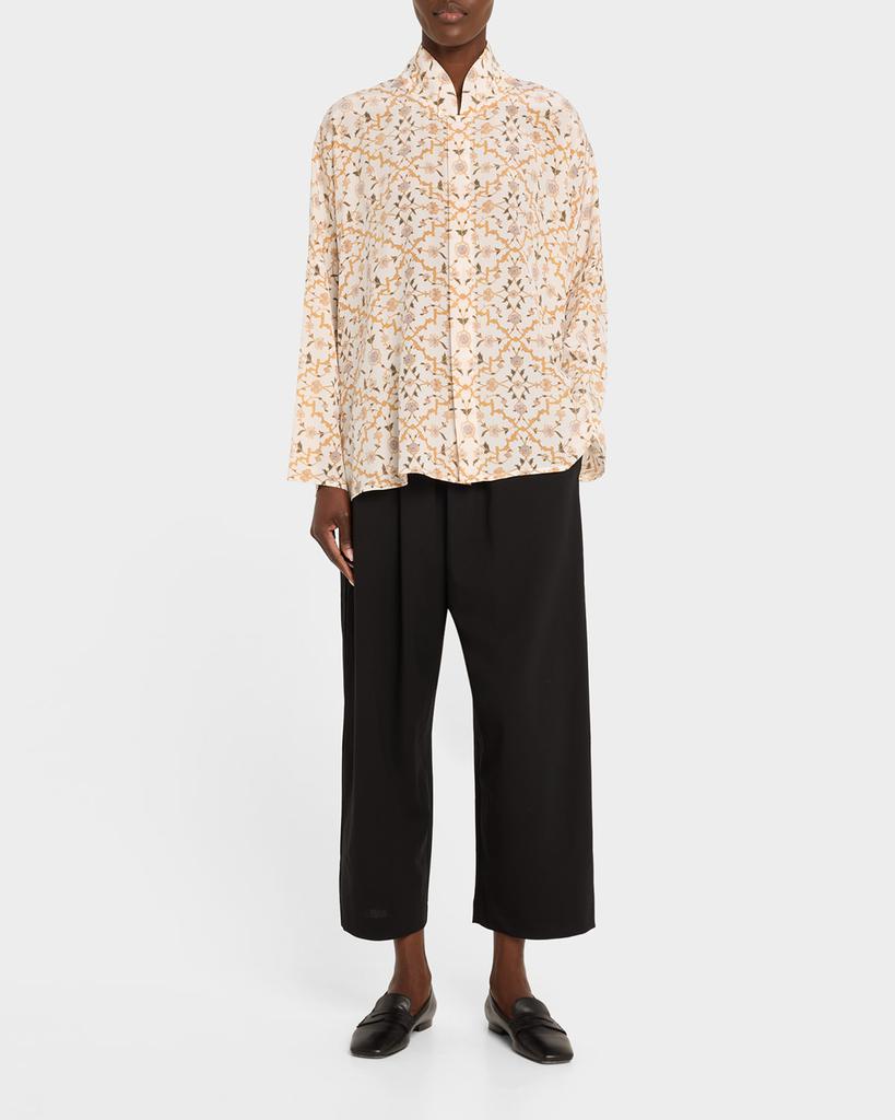 Eskandar Chinese Imperial Shirt with Chinese Collar (Mid Plus Length)