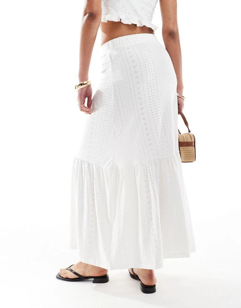 JDY Tall JDY Tall tiered pointelle maxi skirt in off white 3