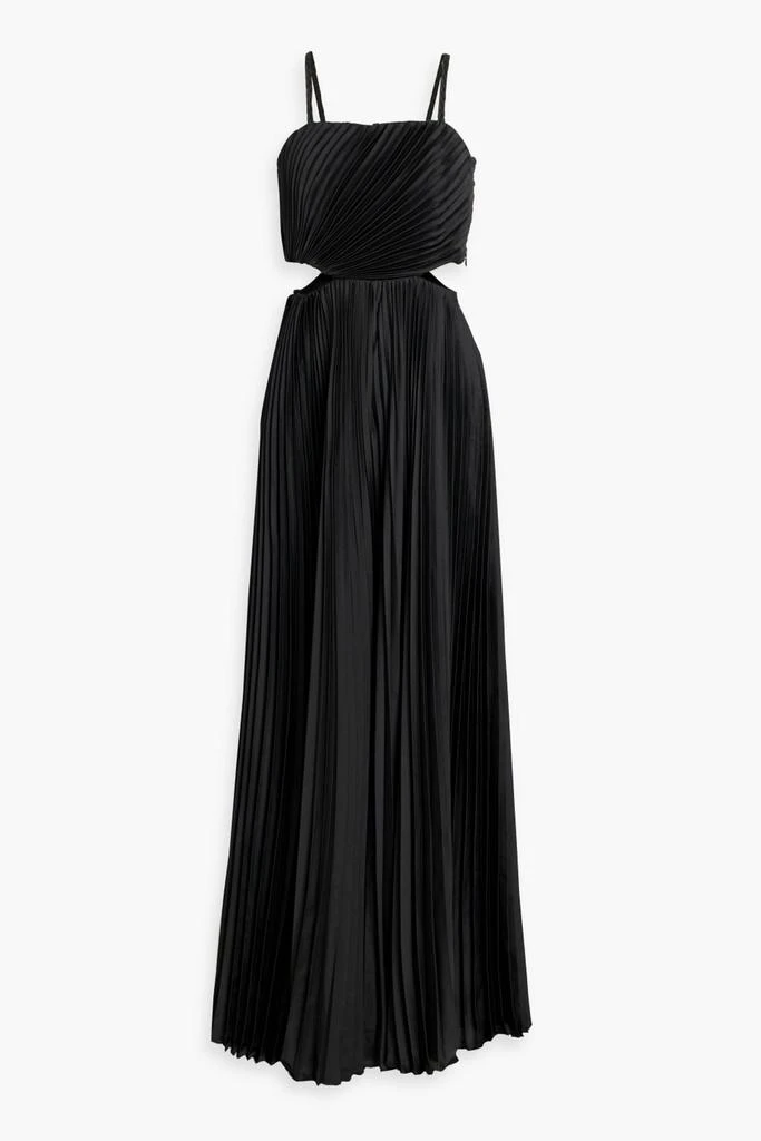Alice + Olivia Powell cutout pleated satin wide-leg jumpsuit 1