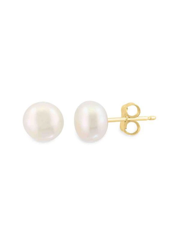Saks Fifth Avenue 14K Yellow Gold & Freshwater Pearl Stud Earrings 1