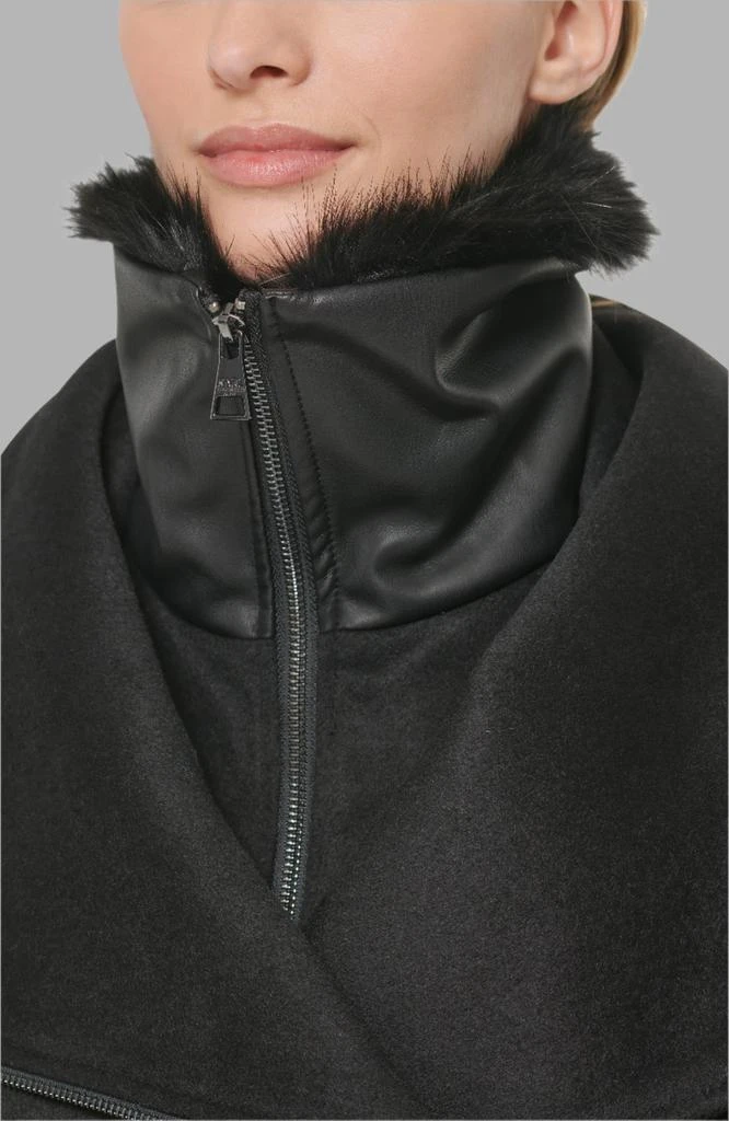 Karl Lagerfeld Paris ASYMMETRICAL WOOL COAT WITH SHEARLING BIB 6