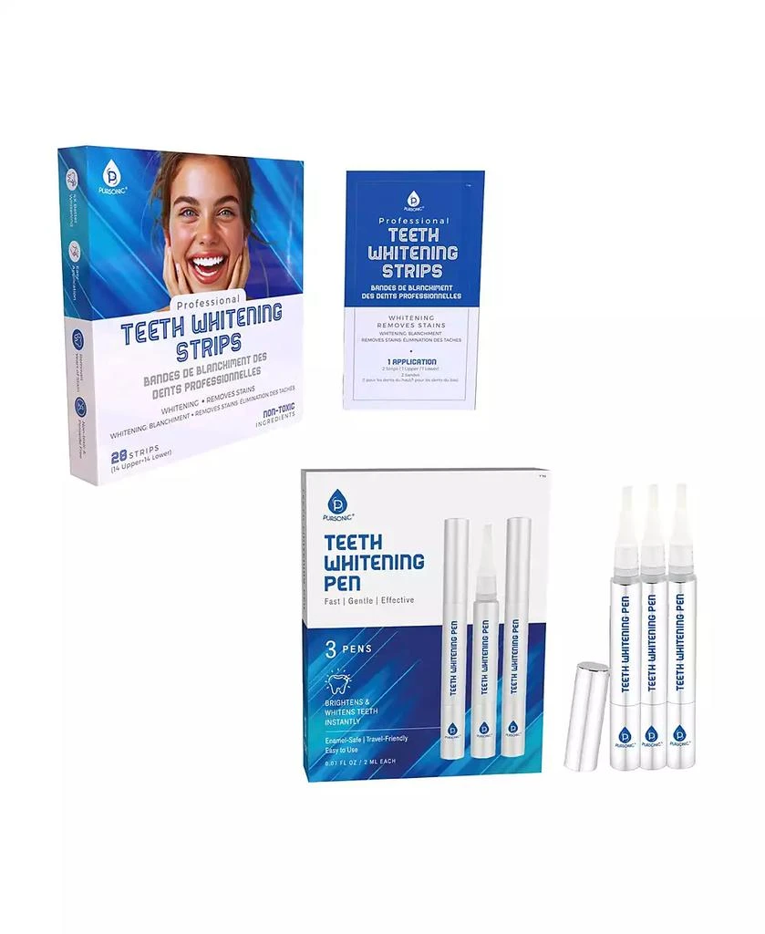 PURSONIC Teeth Whitening Essentials Bundle – Whitening Pens + Professional Whitening Strips