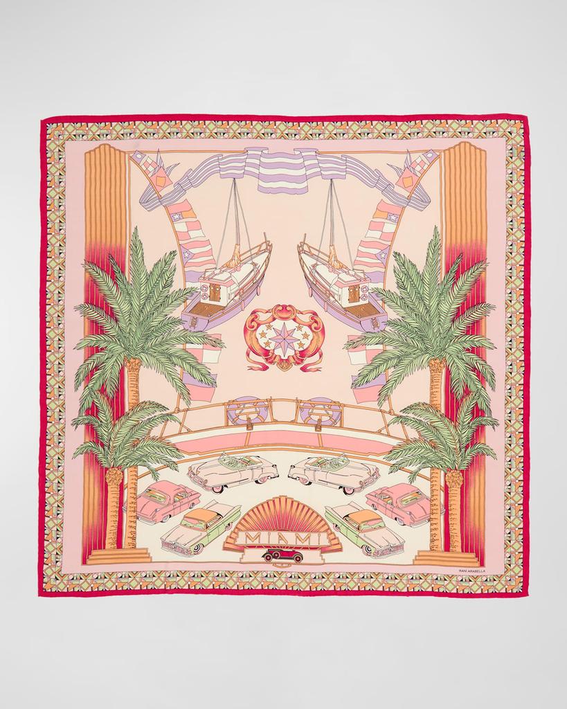 Rani Arabella Miami Print Cashmere-Blend Scarf