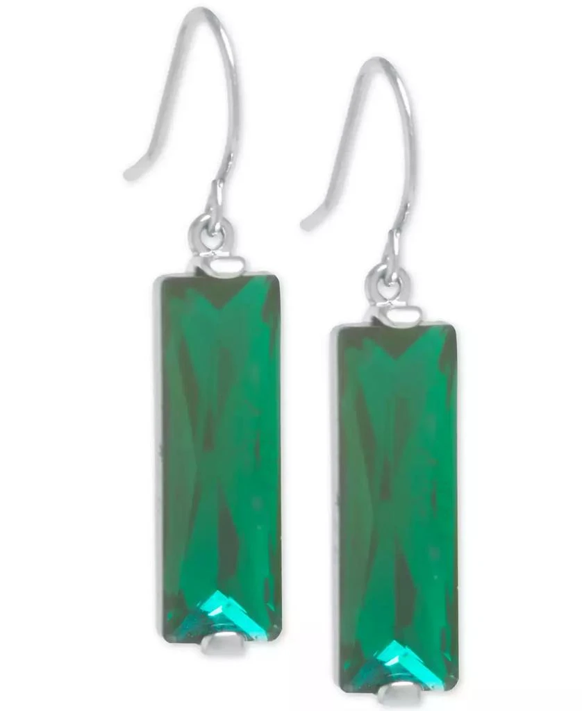 Macy's Rectangular Crystal Drop Earrings in Silver-Plate 1