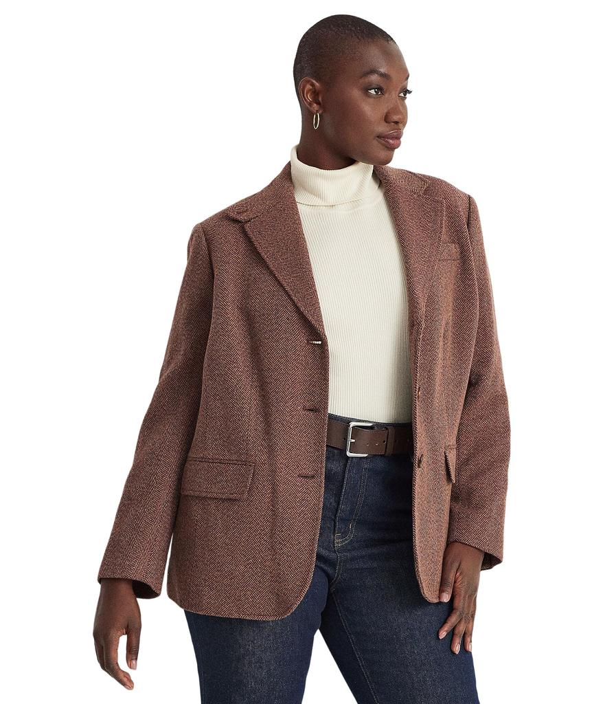 LAUREN Ralph Lauren Plus Size Herringbone Tweed Blazer