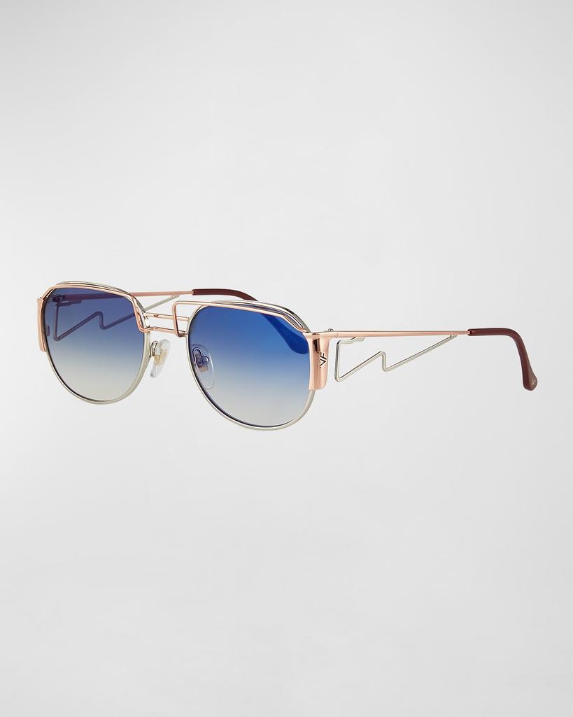 Vintage Frames Company Men's Gradient Geometric Metal Sunglasses