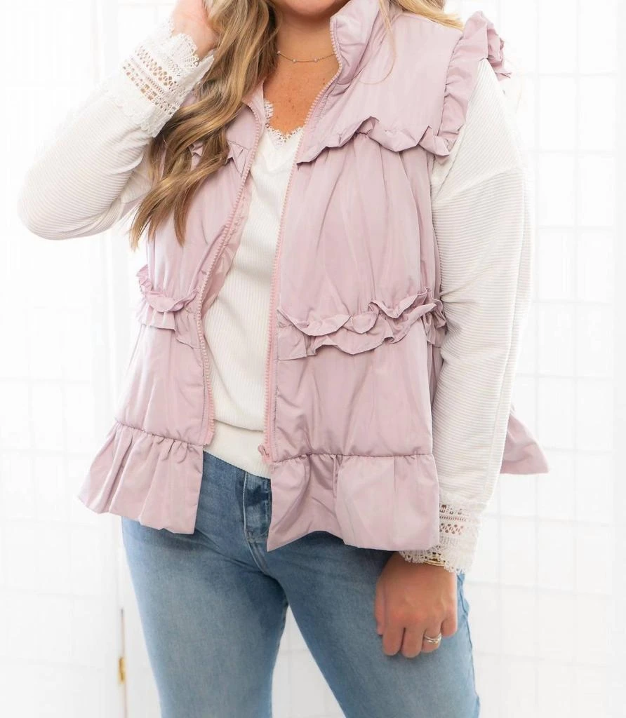 TCEC Ruffle Trimer Vest In Pink 1