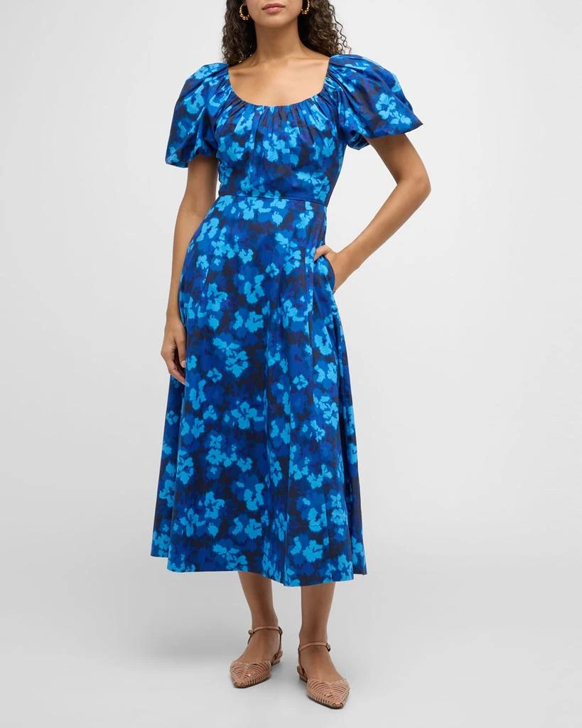 carolina herrera midi dress Carolina Herrera Puff Sleeve Gathered Midi Dress – Bluefly