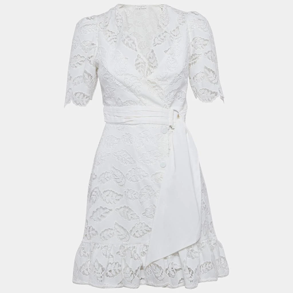 Sandro Sandro White Lace Belted Mini Dress S 1