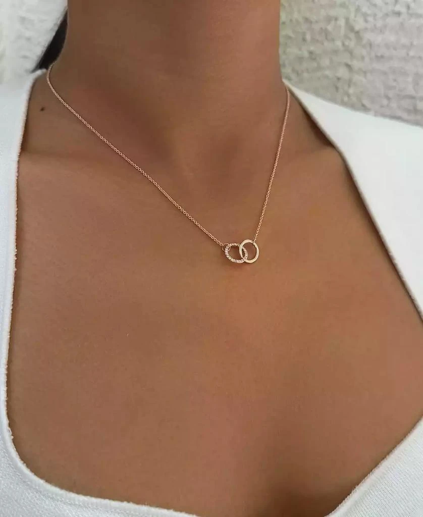 ADORNIA Rose Gold CZ Adjustable Pave Rings Necklace 4