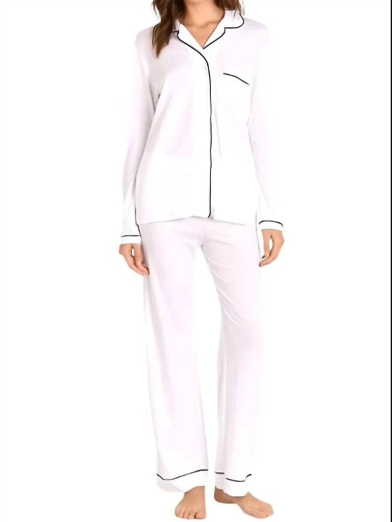 Only Hearts Organic Cotton Piped Pajamas In White/black Trim