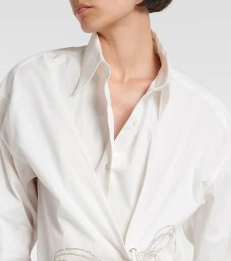Dries Van Noten Embellished gathered cotton blouse 4