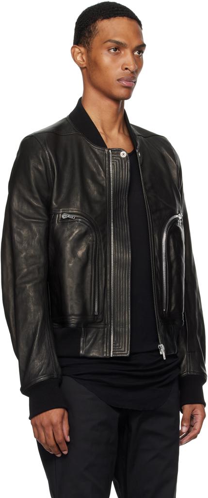 Black Concordians Bauhaus Flight Leather Bomber Jacket – On Sale