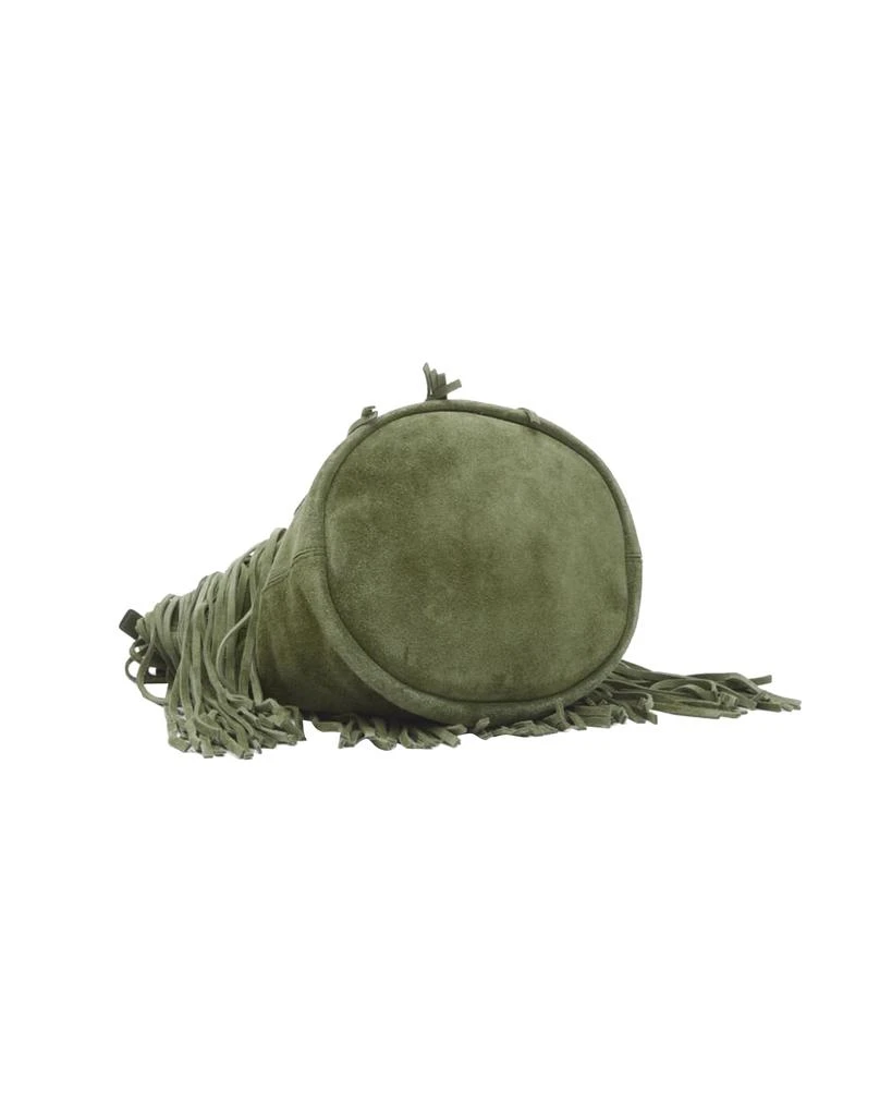 Celine CELINE Hedi Slimane khaki green suede fringe medium bucket bag 6