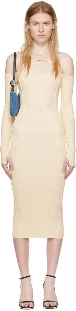 jacquemus dress beige La Bomba Asymmetric Beige Midi Dress main image 1