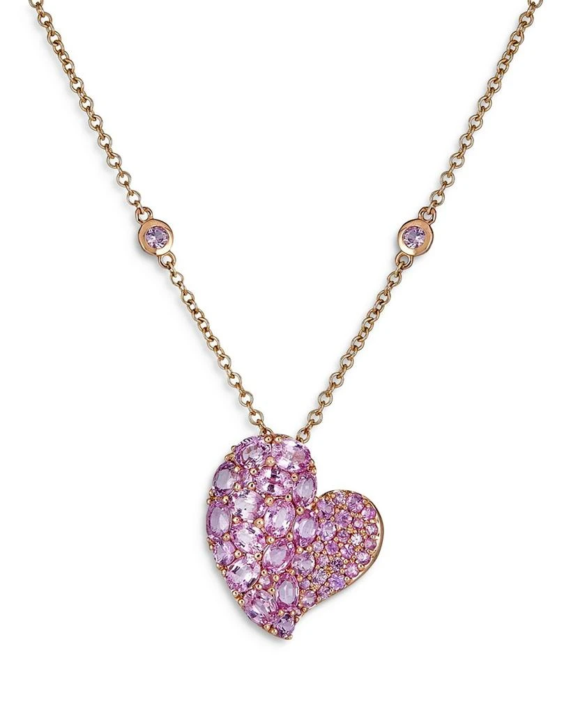 Piranesi 18K Rose Gold Medium Wave Heart Necklace with Pink Sapphires, 4.73 tcw 1