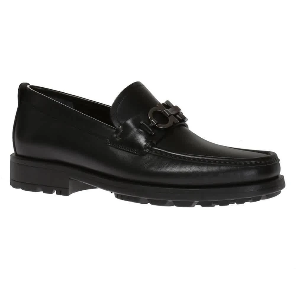 Ferragamo Salvatore Ferragamo Tubolari David Men's Black Moccasins 1