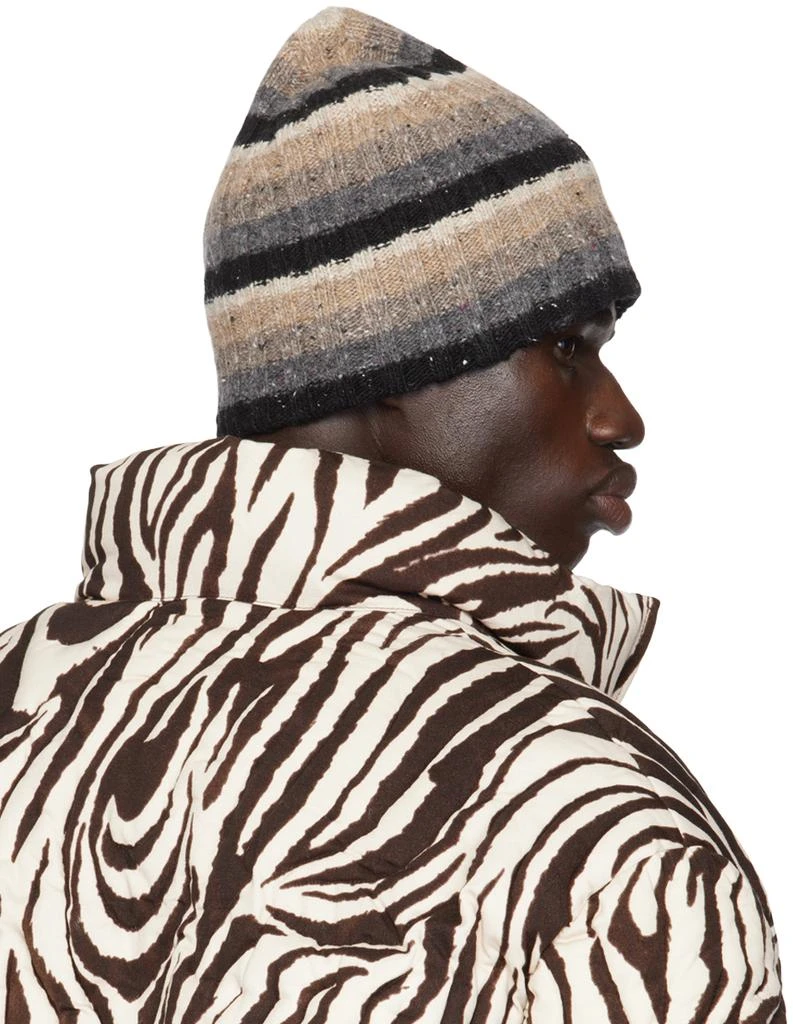 ERL Beige & Gray Wool Striped Beanie 3