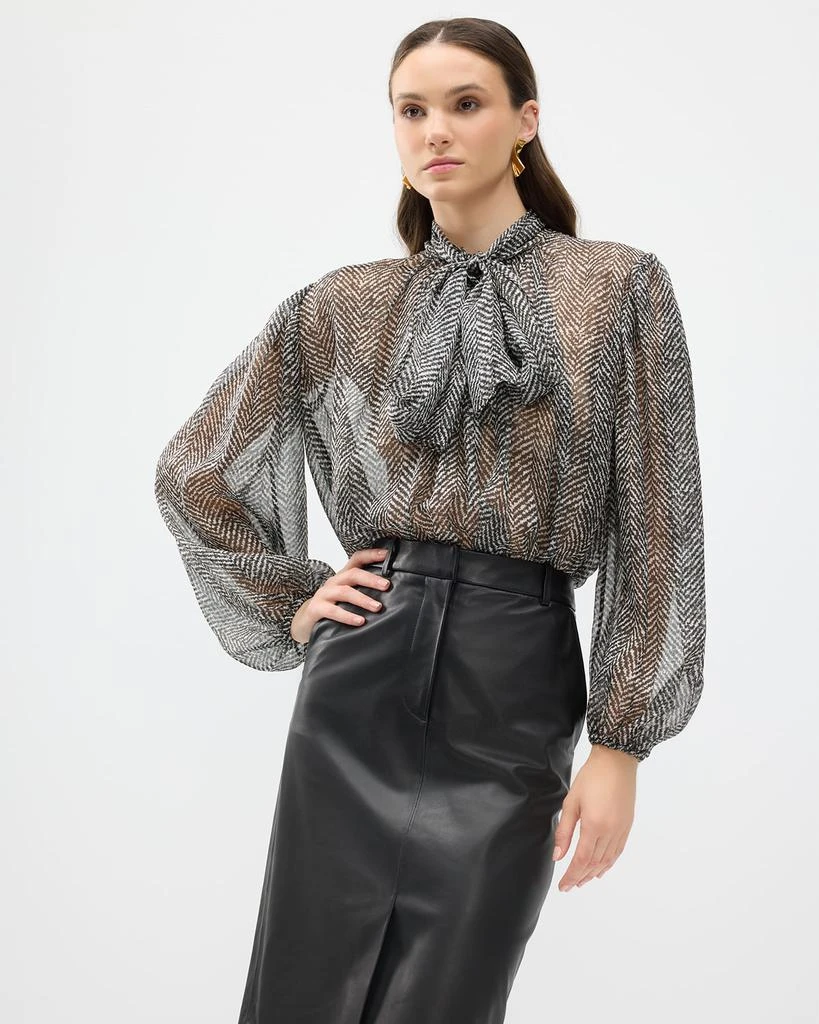 Dolce 
Gabbana Chevron Chiffon Neck-Tie Blouse 5