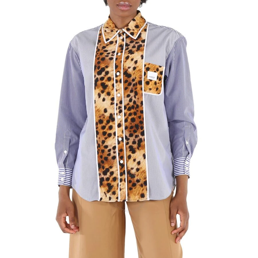Burberry Ladies Navy Stripe Aida Spotted Monkey Print Shirt 1