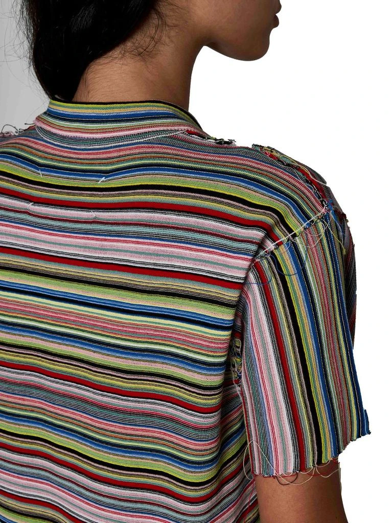 MAISON MARGIELA Maison Margiela Striped Raw-Cut Hem Knitted Polo Shirt 5