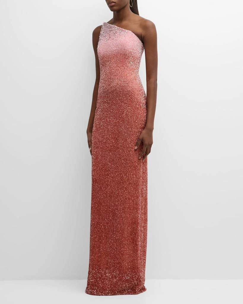 Pamella Roland Strapless Ombre Sequin Gown with Oversized Crystals 3