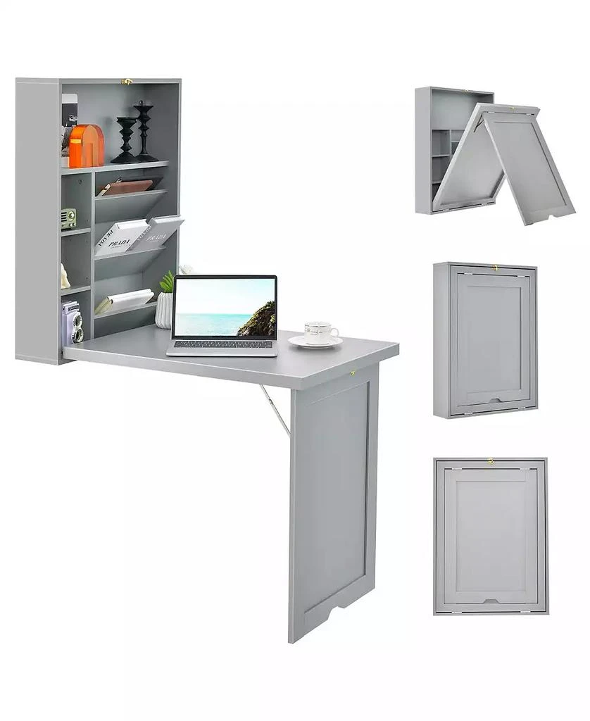 GOUUN Wall-Mounted Fold-Out Convertible Floating Desk Space Saver 2
