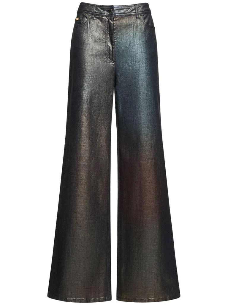 ALBERTA FERRETTI Metallic Denim High Rise Wide Jeans 1