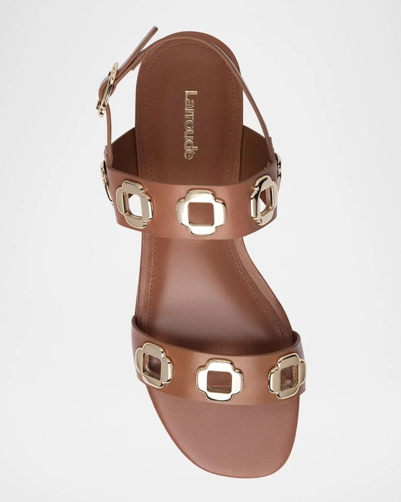 Larroude Milan Leather Flat Slingback Sandals 3