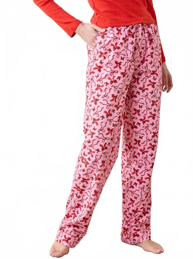 Printfresh Red Ribbons Pajama Pants In Pink Tinsel