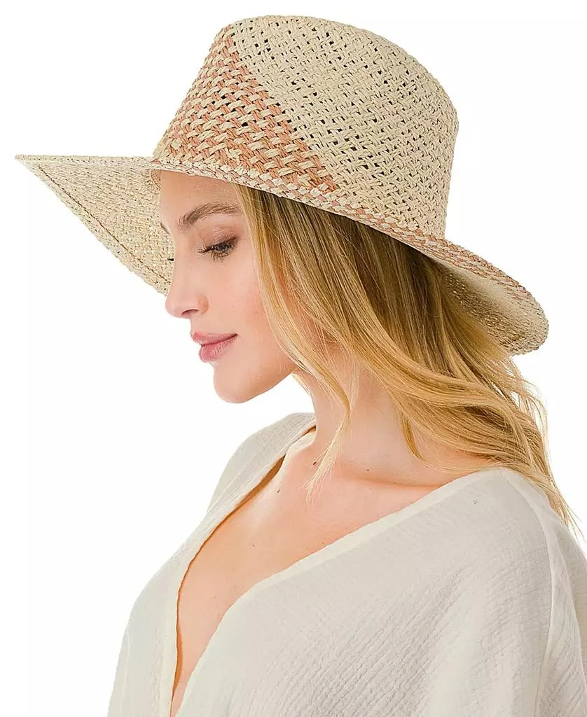 MARCUS ADLER Women's Straw Panama Hat with Color Detail 4