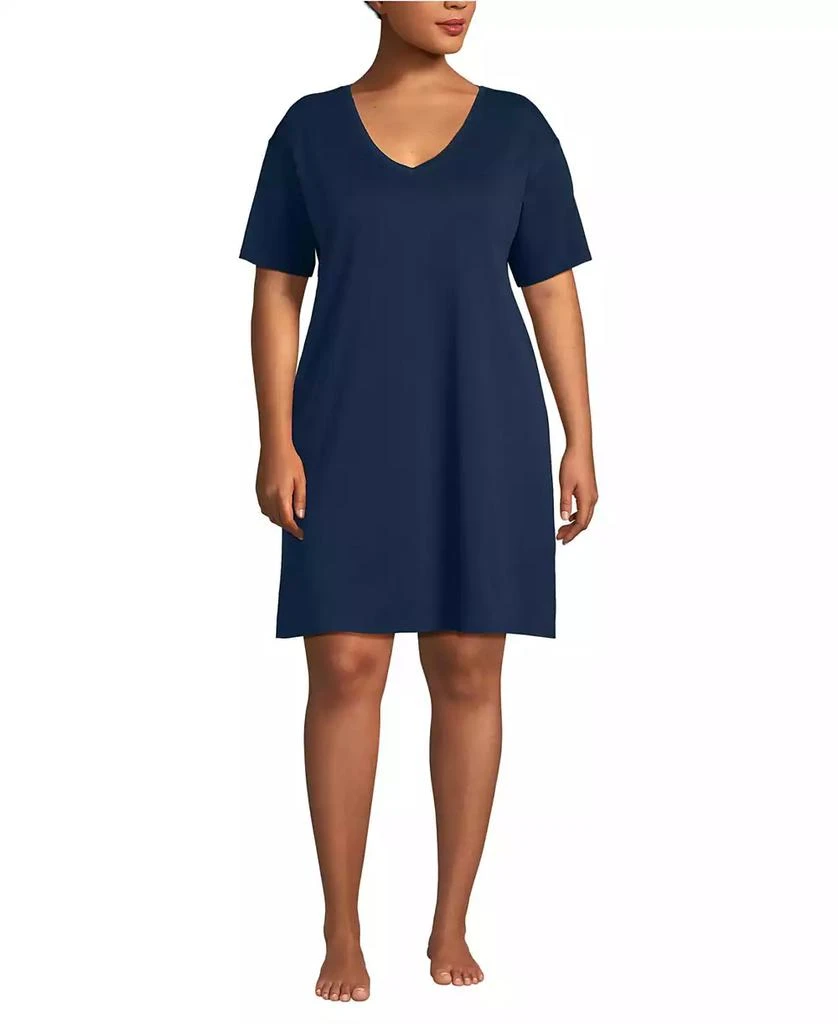 Lands
End Plus Size Cotton Interlock Relaxed Above the Knee Nightgown